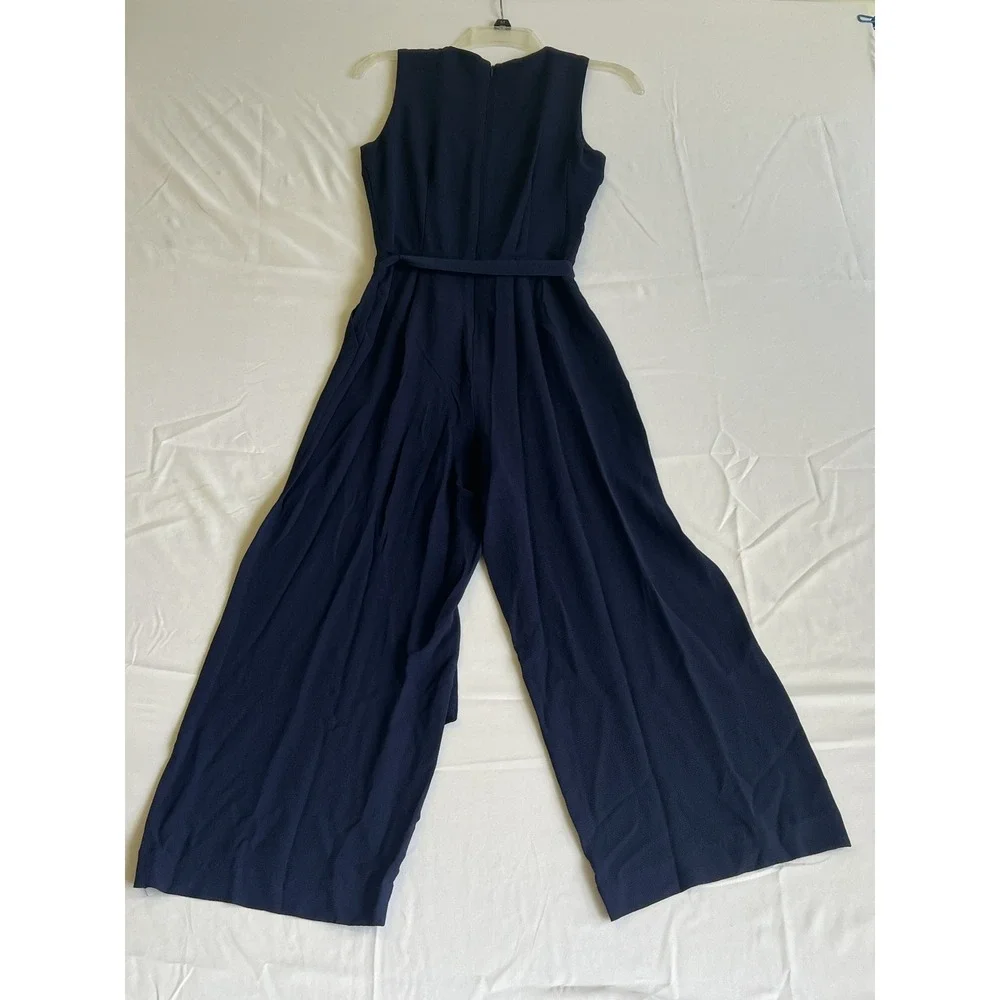 Michael Michael Kors Navy Blue Wide Leg Belted Jumpsuit MU98Z3D4YP Size 0 NWT